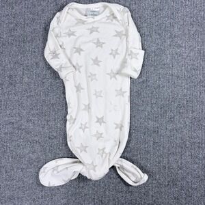 Aden + Anais Baby Knotted Gown 0-3M Cream Grey Star Long Sleeve Sleeper Viscose